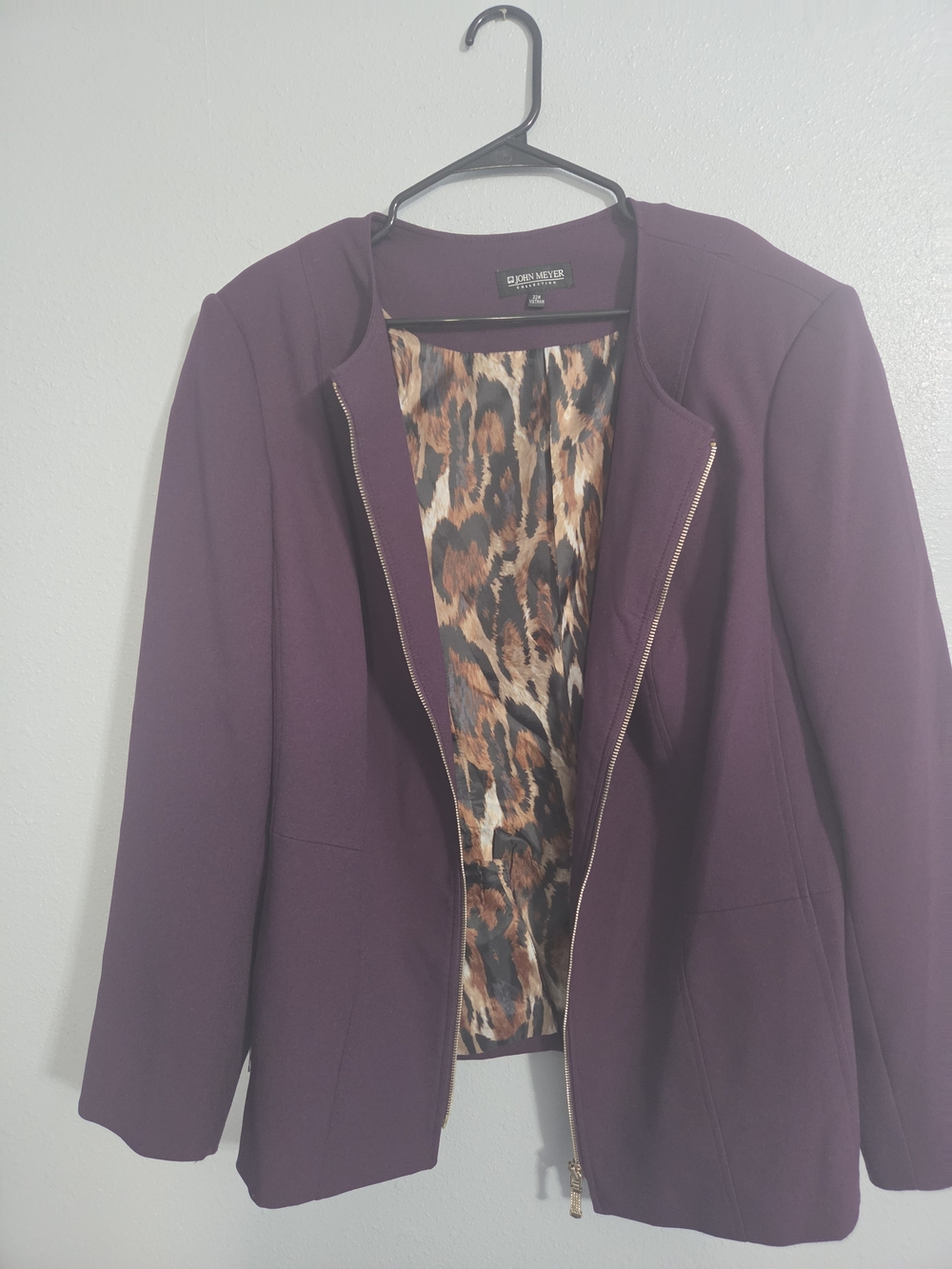 John Meyer Collection Women's Purple Full Zip Lined Short Jacket 22W Plus